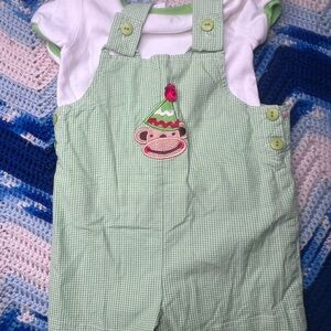 Boys and Berries Light Mint Green Overalls with Full Length Design 18M